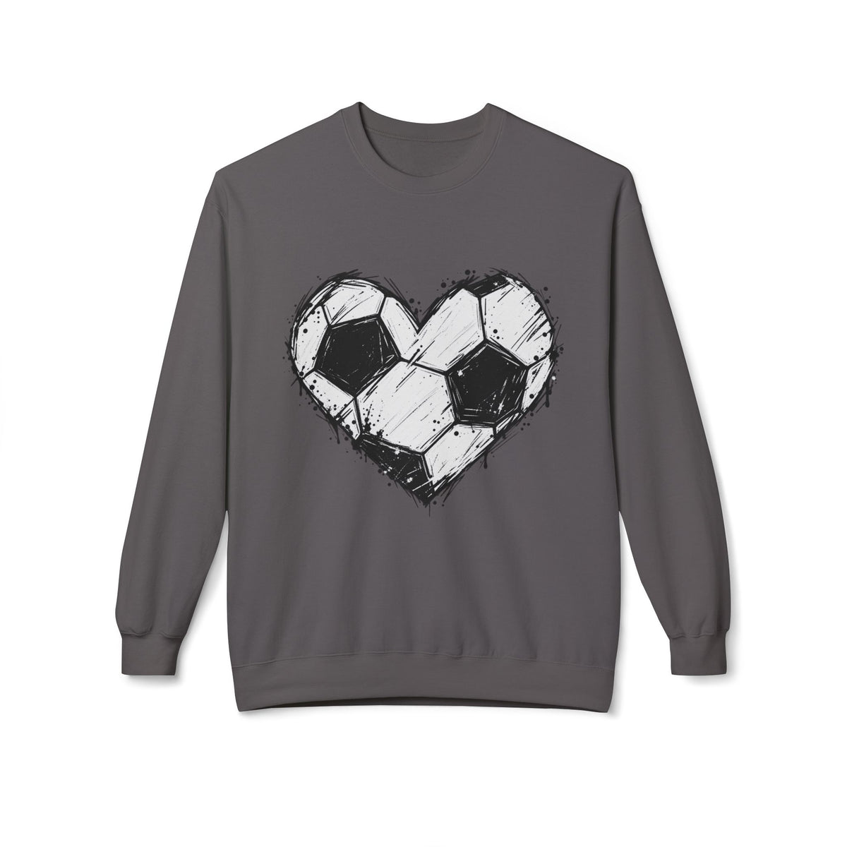 Soccer Heart Crewneck Sweatshirt – Distressed Sketch Football Graphic