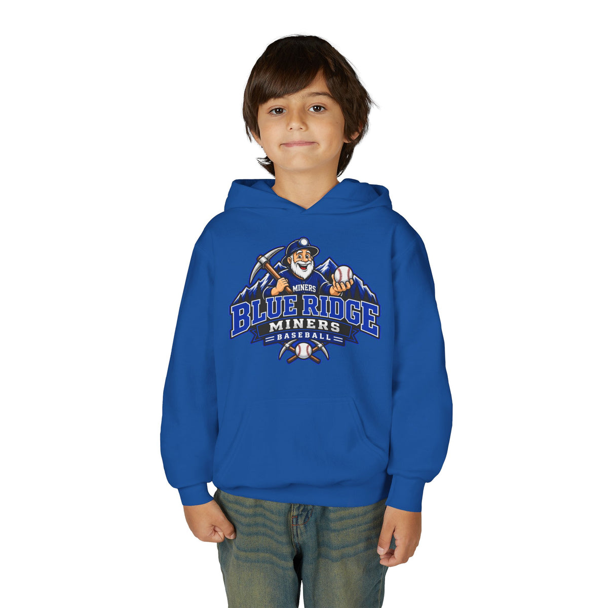 YOUTH Blue Ridge Miners Mascot Logo Hoodie