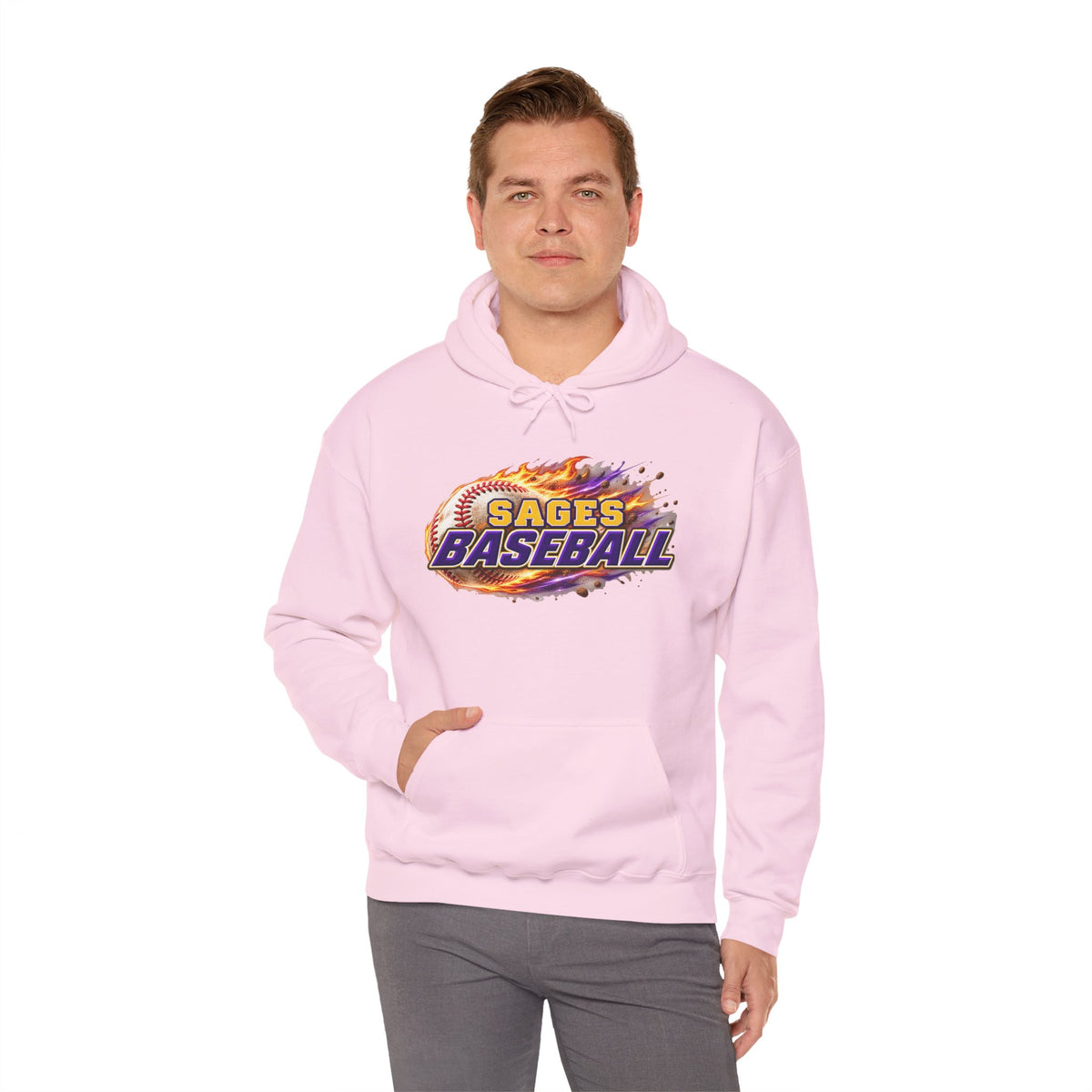 Sages Flaming Baseball Hoodie - Team Sweatshirt