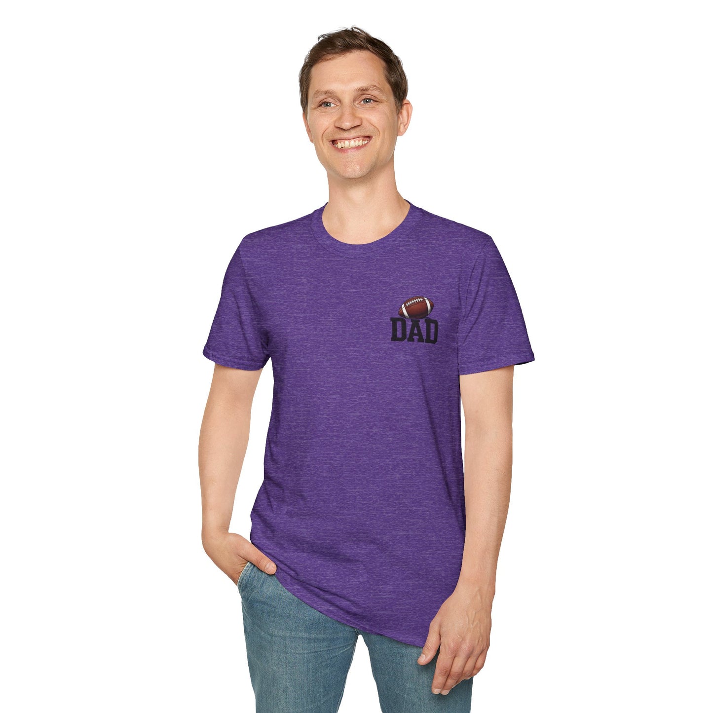 Football Dad T‑Shirt — 'DAD' with Football Chest Print