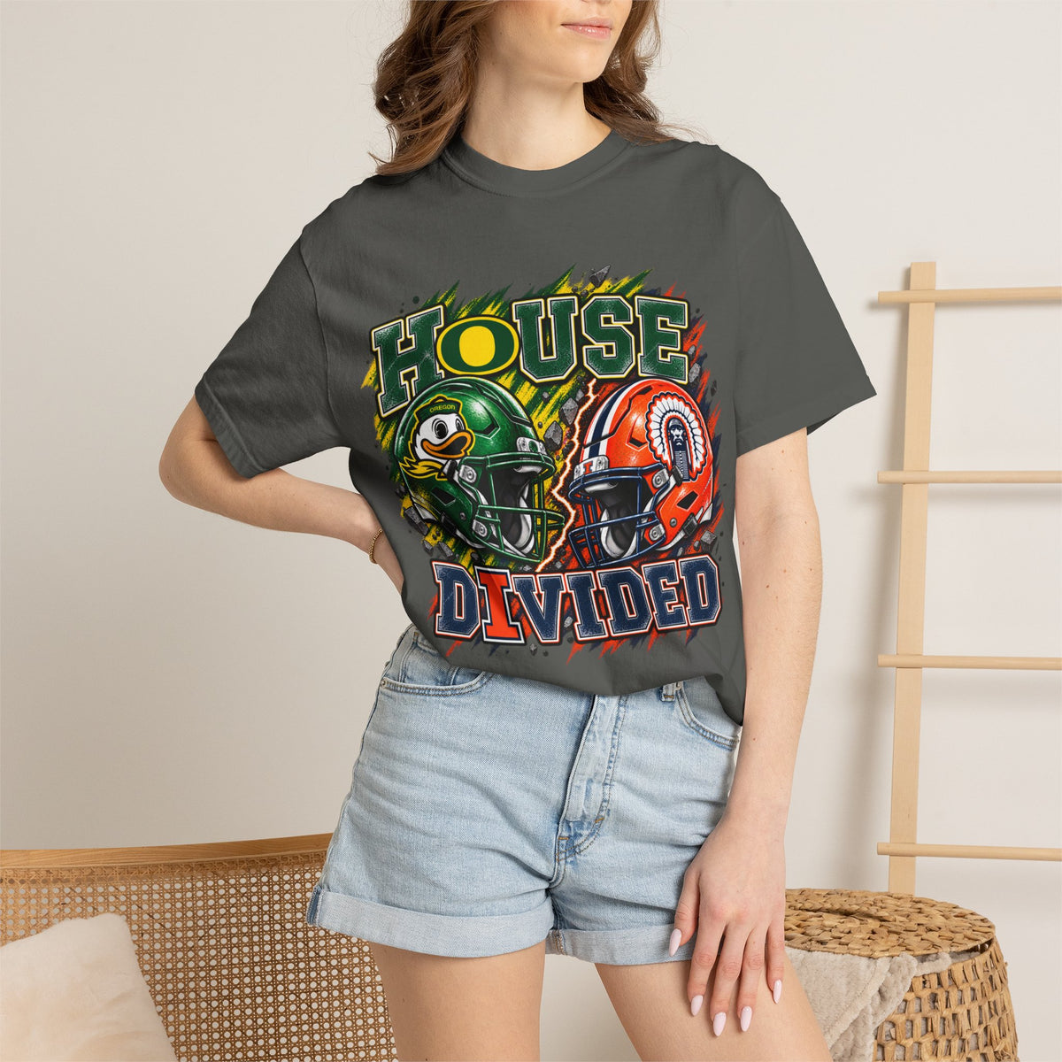 House Divided Football T-Shirt - Oregon vs. Illinois