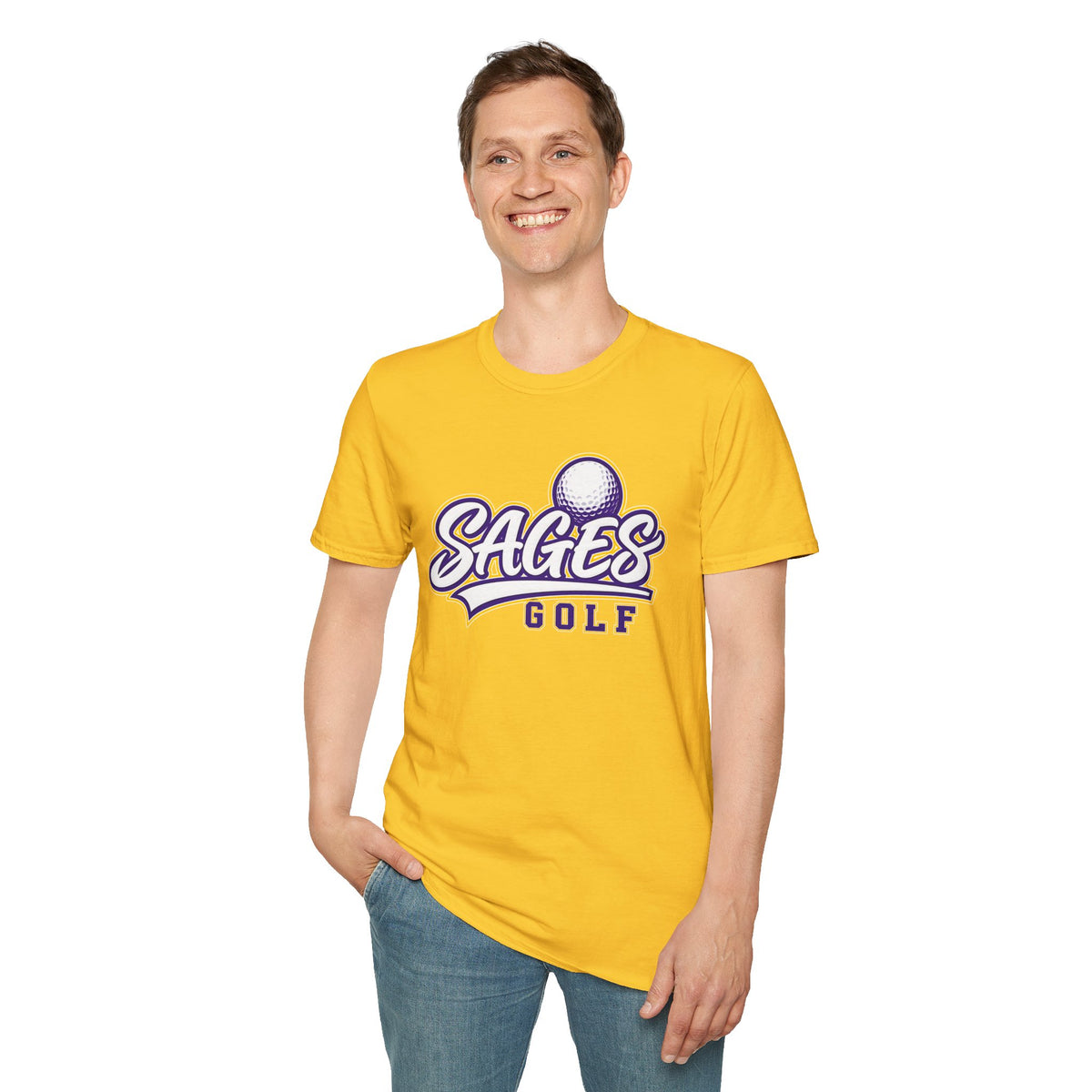 Sages Golf Team T‑Shirt — Vintage Script Golf Ball Logo