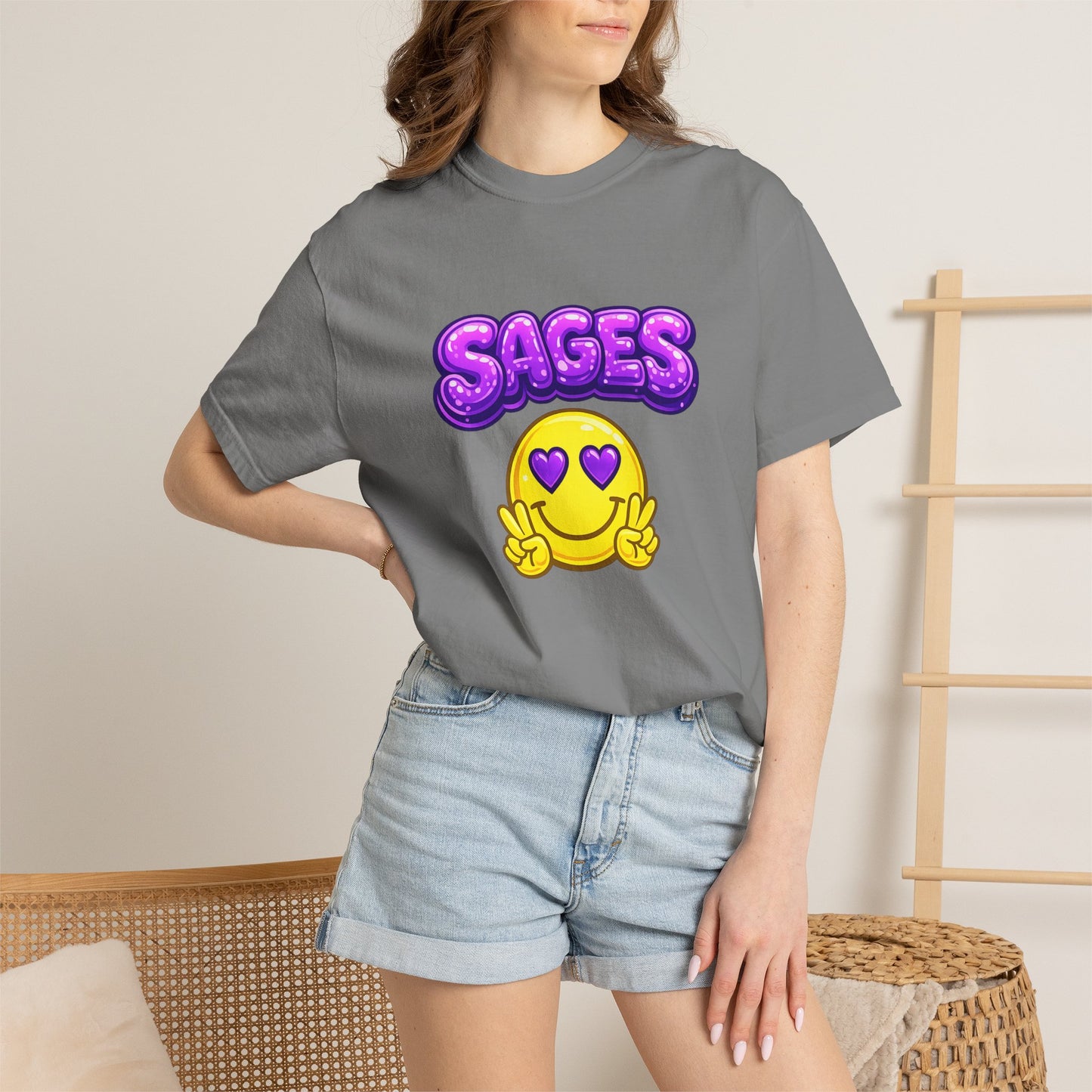 SAGES Smiley Heart-Eyes T-Shirt — Cute Emoji Graphic Tee