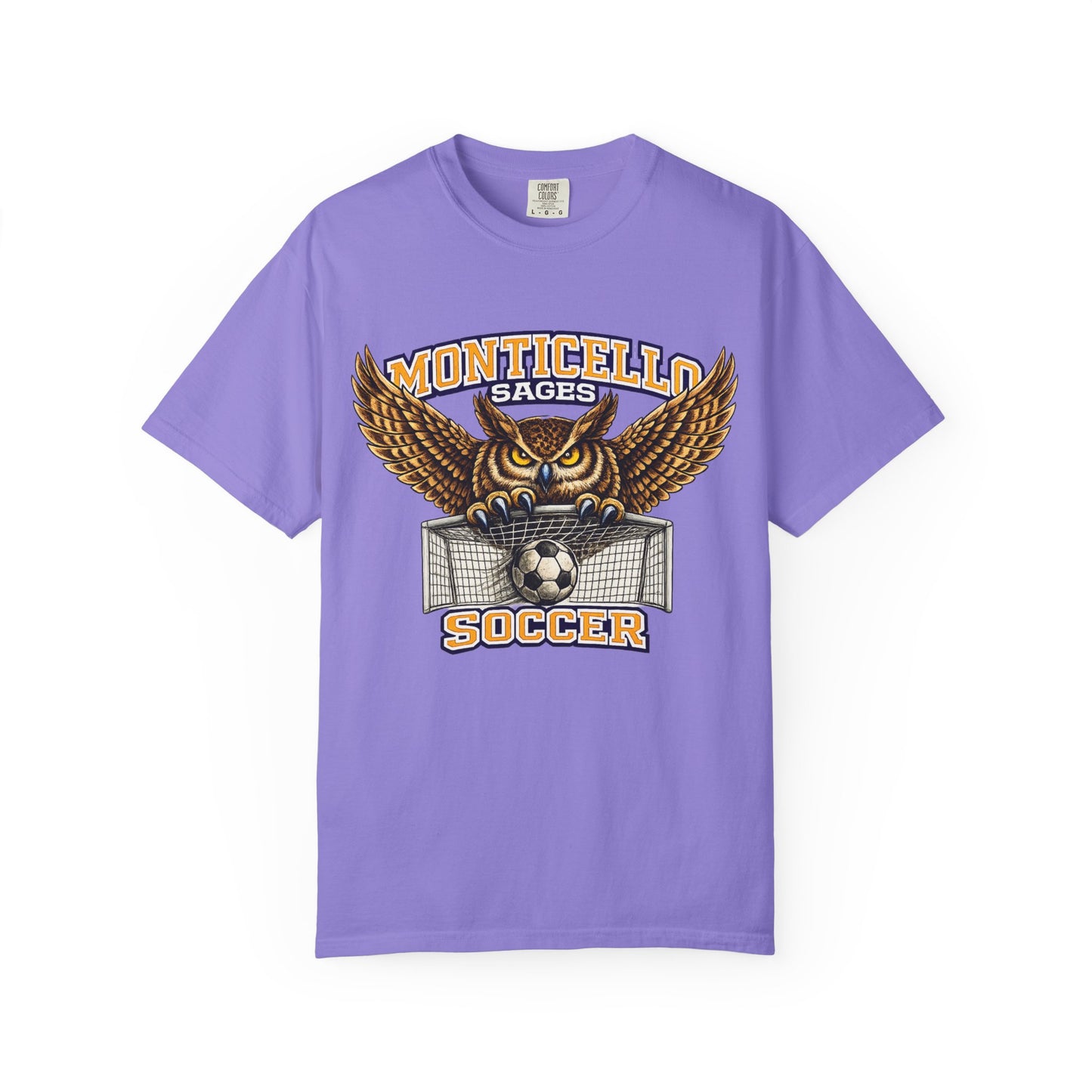 Monticello Sages Soccer T-Shirt — Vintage Owl & Wings Team Tee
