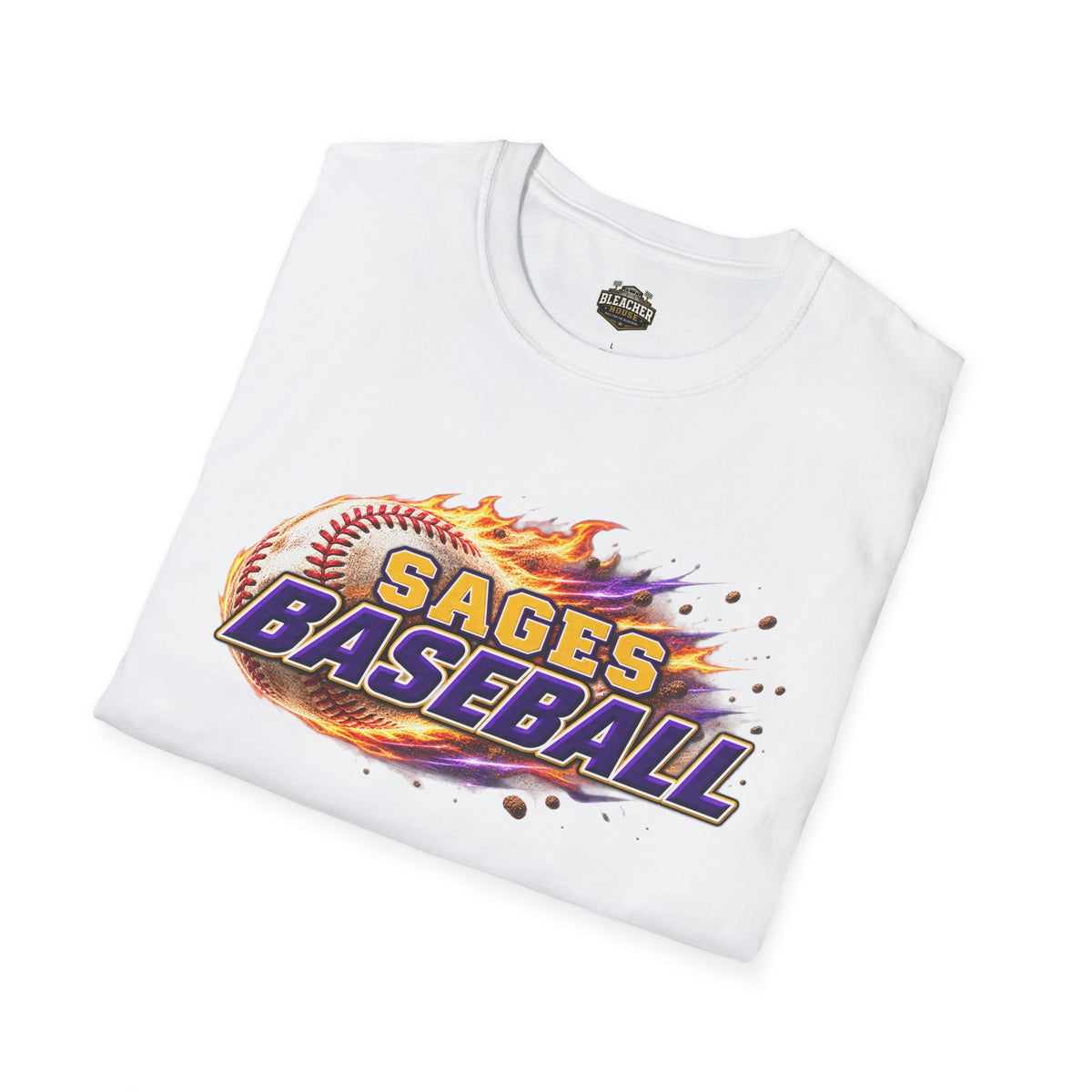 Sages Flaming Baseball T-Shirt — Flaming Baseball Team Tee