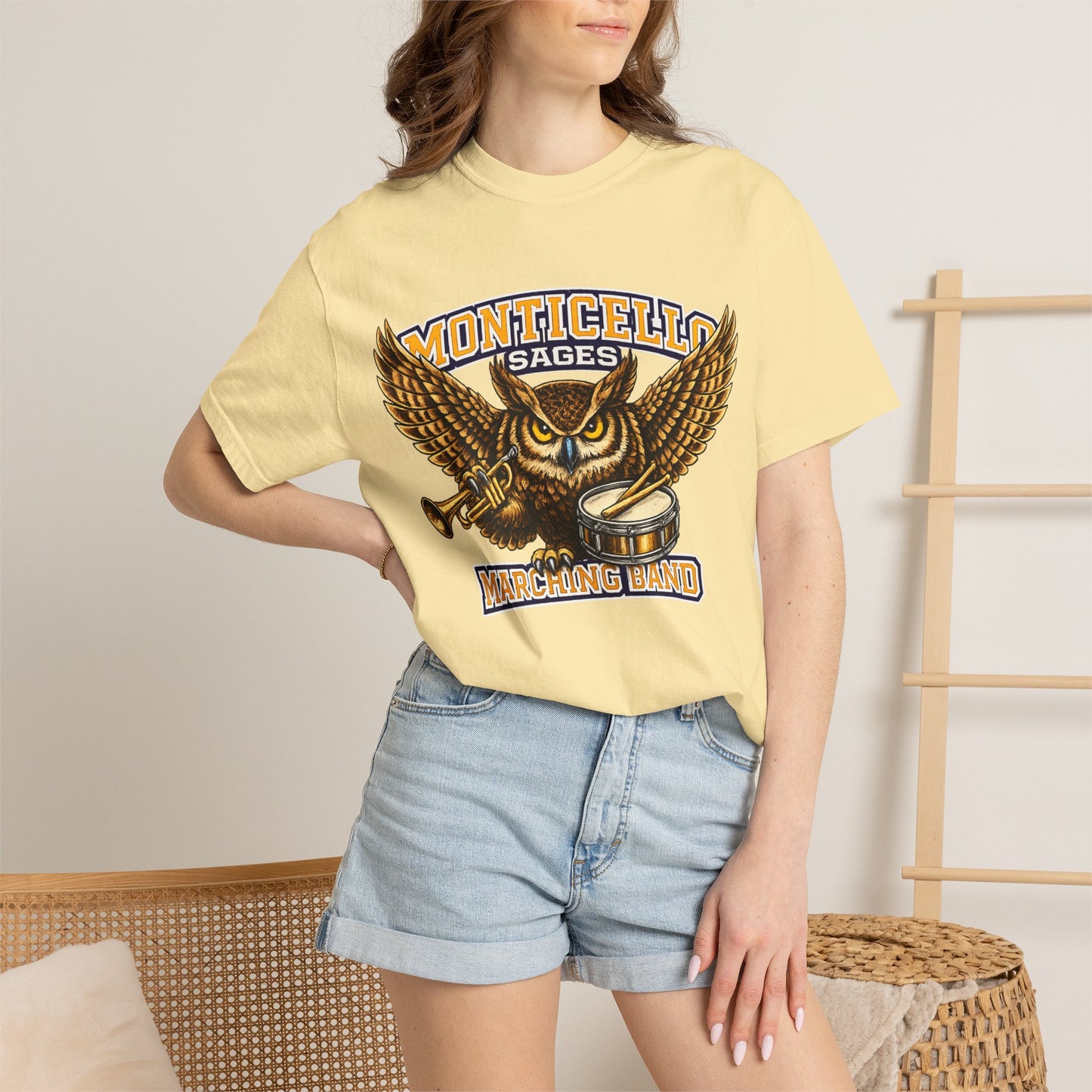Monticello Sages Marching Band - Vintage Owl & Wings T-Shirt