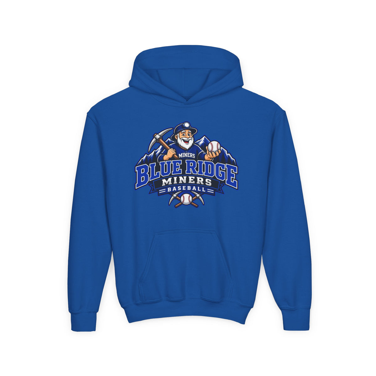 YOUTH Blue Ridge Miners Mascot Logo Hoodie