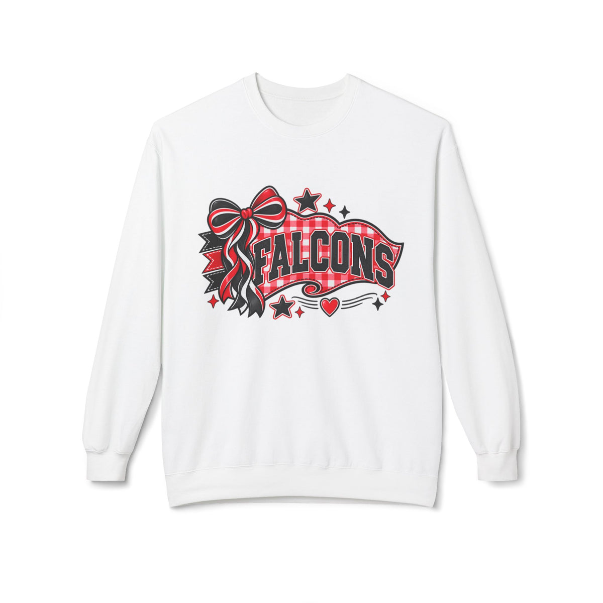 Falcons Sweatshirt — Red & Black Bow School Spirit Crewneck
