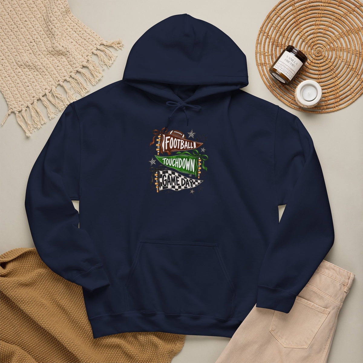 Football Touchdown Game Day Hoodie - Retro Grunge Sports Sweatshirt