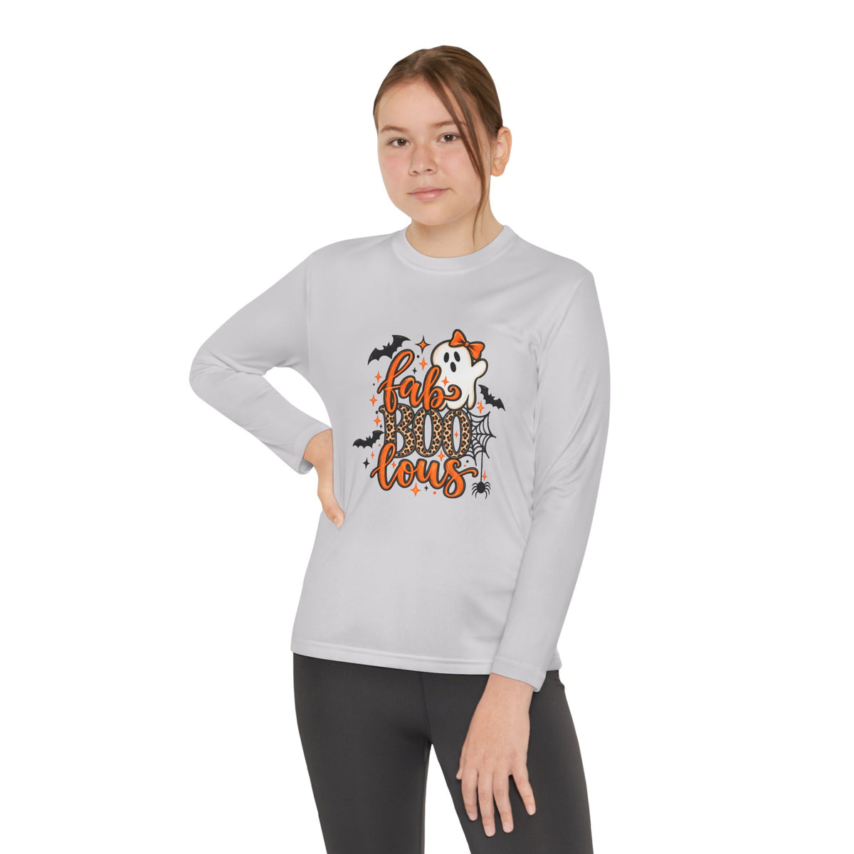 Youth Long Sleeve Tee - "Fab BOO Lous" Halloween Ghost Design