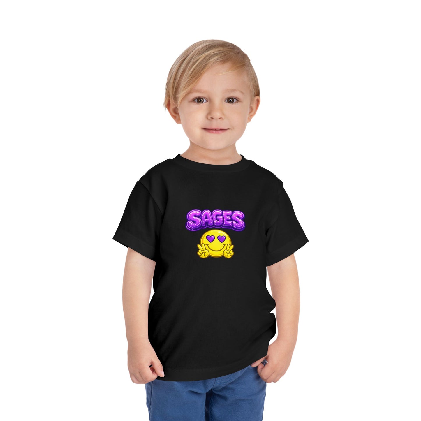 Toddler Tee — "SAGES" Heart-Eyes Emoji Kids Shirt