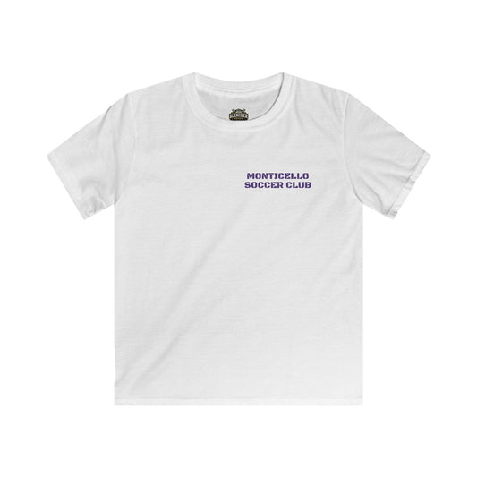 YOUTH Monticello Soccer Club T-Shirt — Minimal Chest Logo With Crest On Back