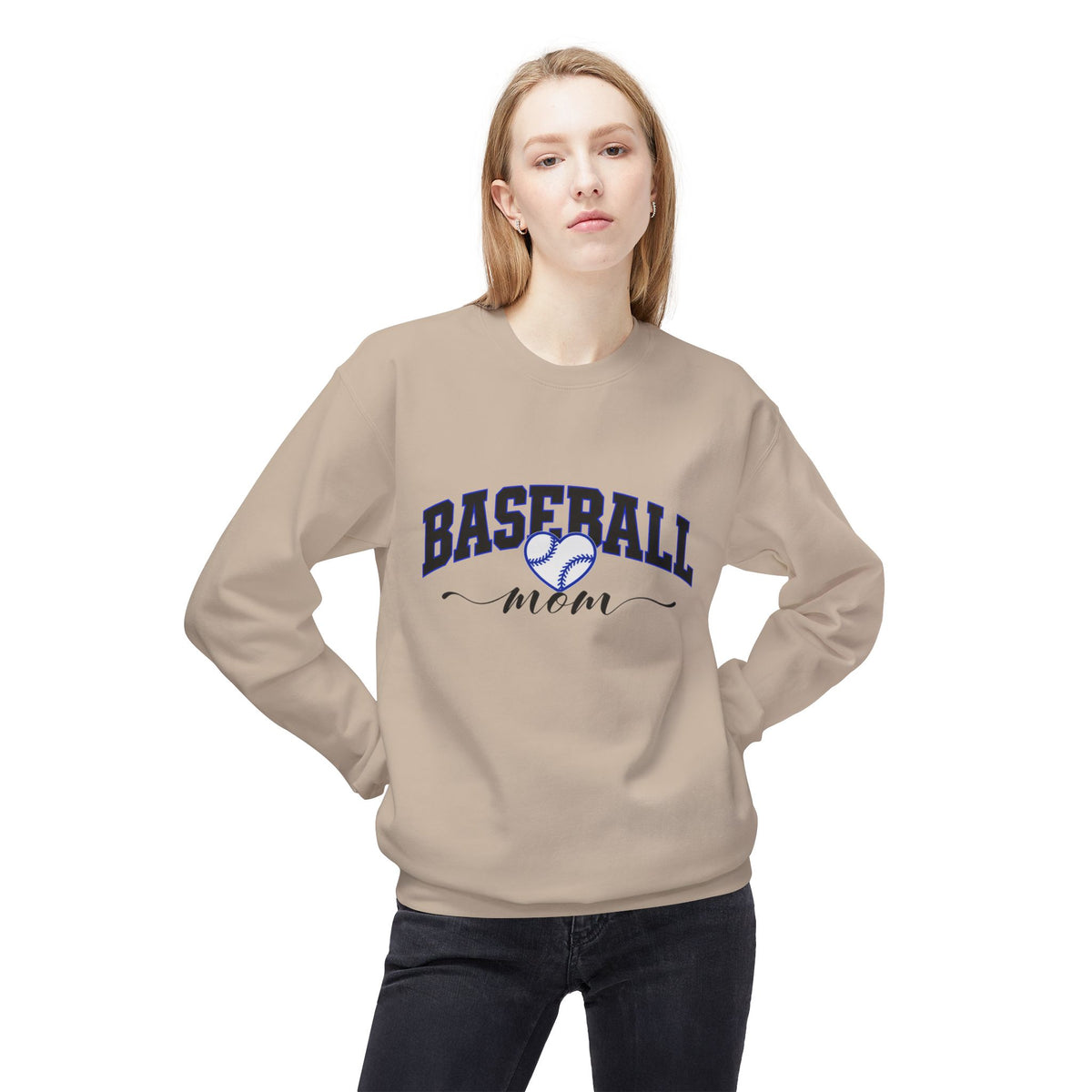 Baseball Mom Crewneck Sweatshirt – Athletic Script Heart Design