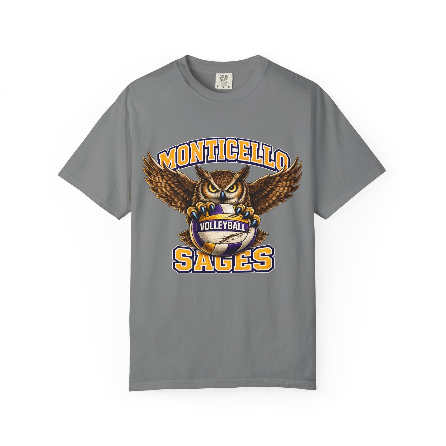 Monticello Sages Volleyball T-Shirt — Vintage Owl & Wings Team Tee
