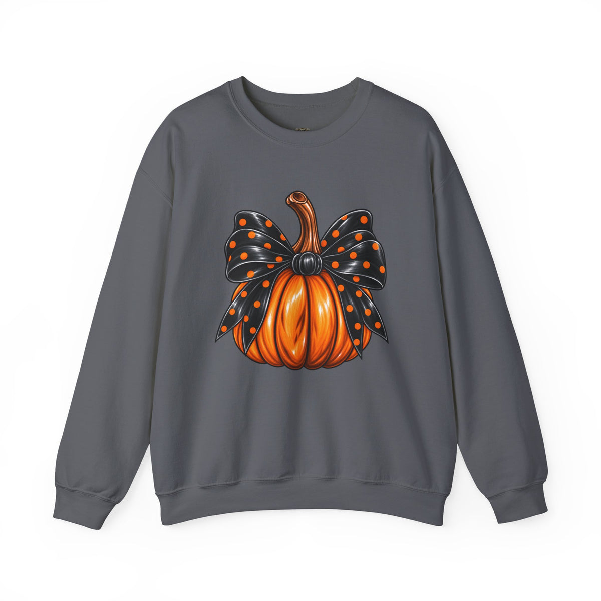 Pumpkin Bow Crewneck Sweatshirt — Cute Halloween Pumpkin Graphic