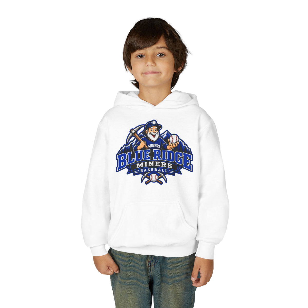 YOUTH Blue Ridge Miners Mascot Logo Hoodie