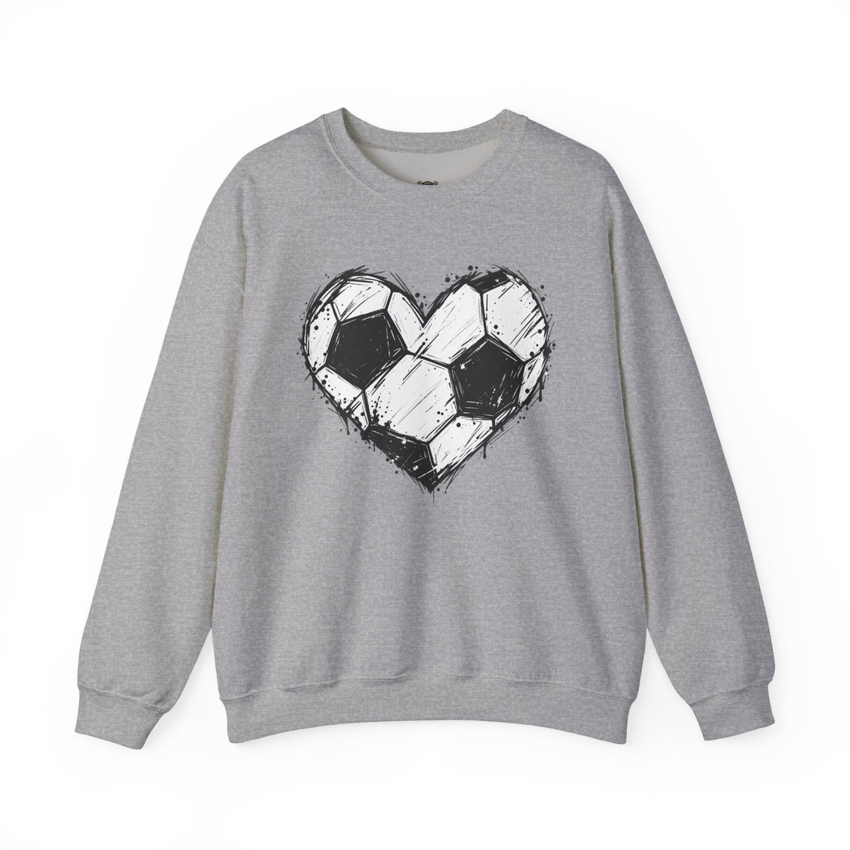 Soccer Heart Crewneck Sweatshirt — Grunge Soccer Ball Graphic