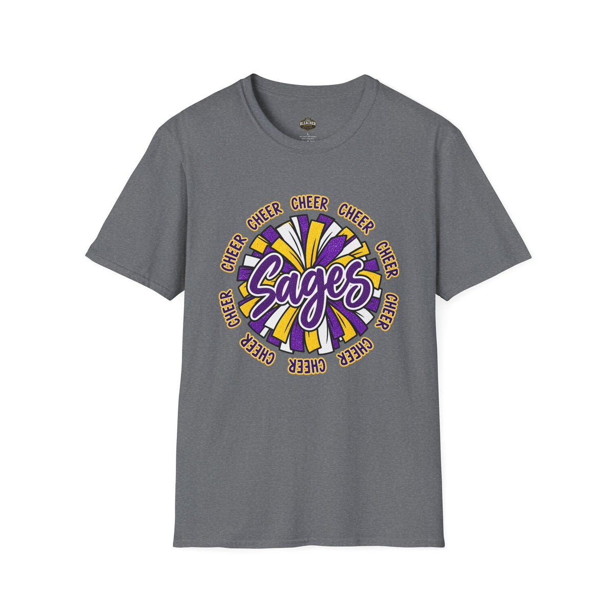 Sages Cheer T-Shirt — Purple & Gold Pom Design