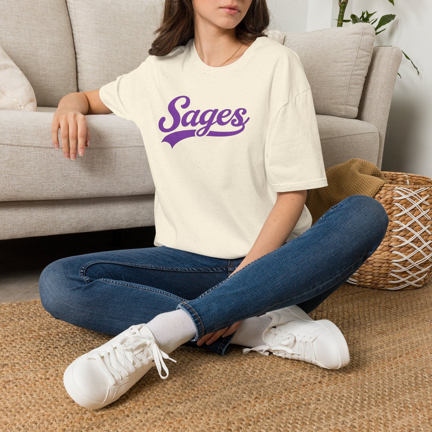 Sages Script T‑Shirt — Vintage Purple Team Logo Tee