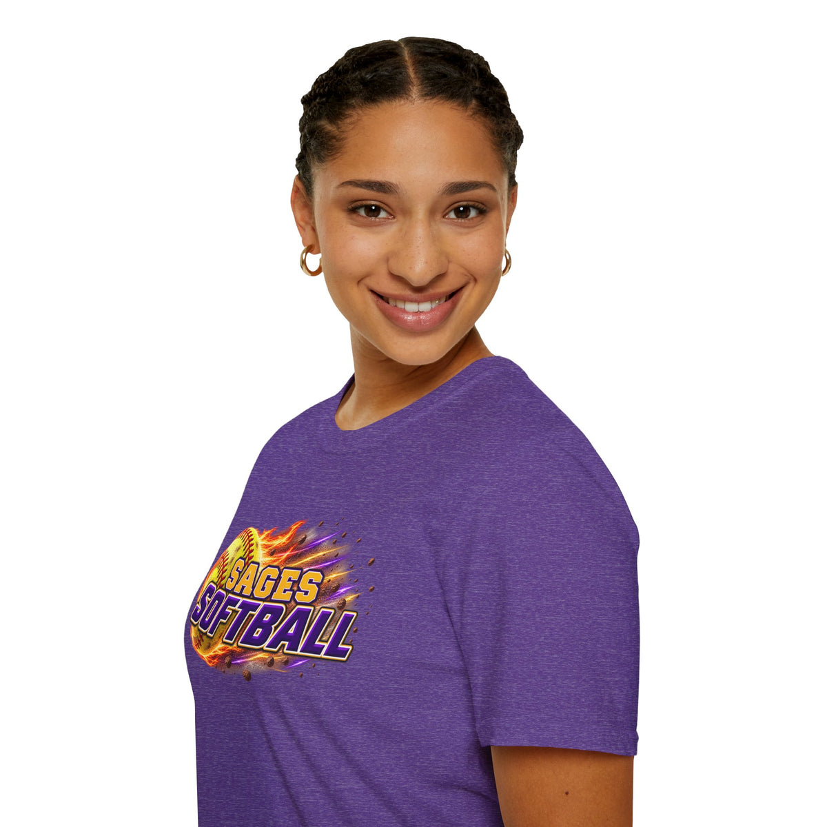 Sages Flaming Softball Graphic T‑Shirt