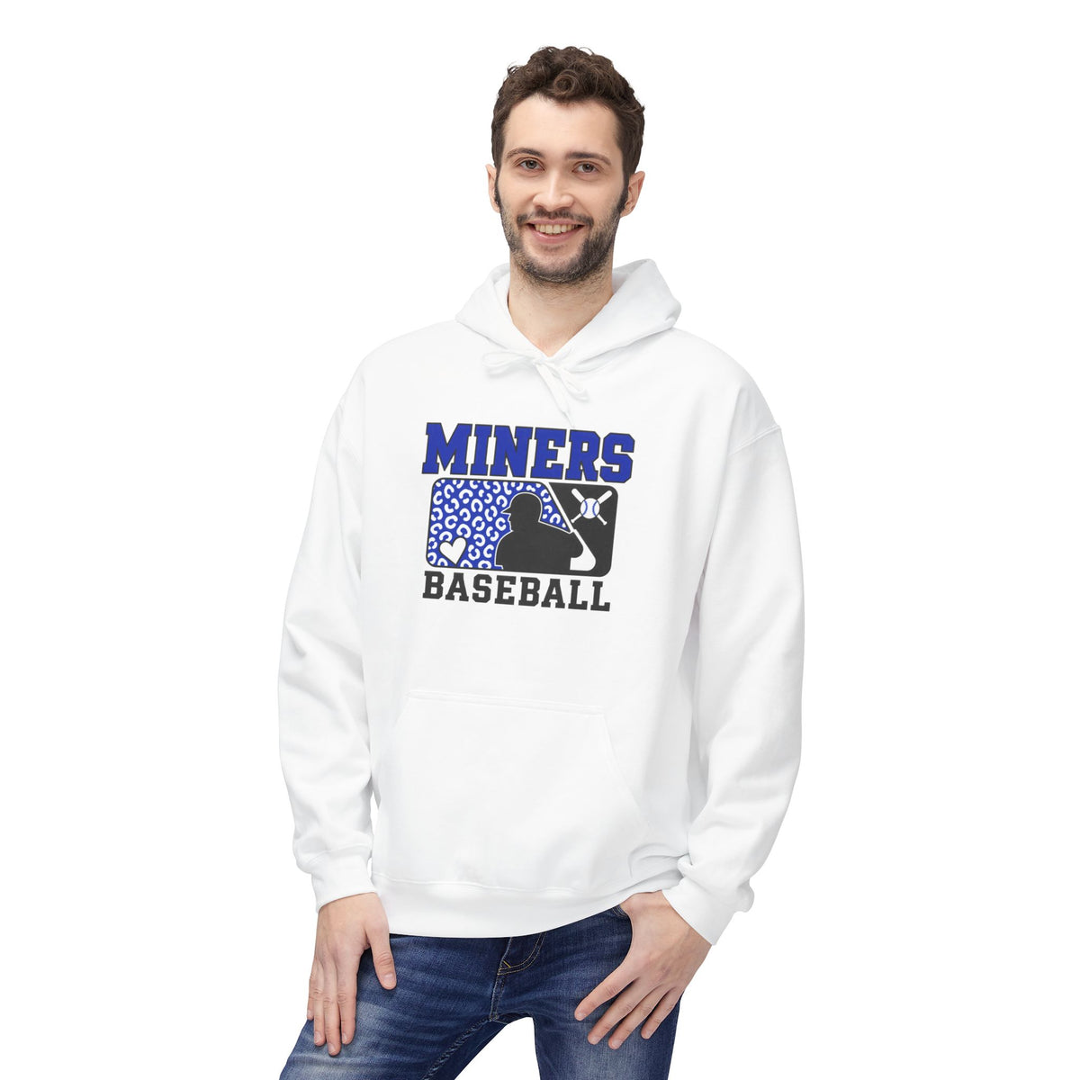 Miners Baseball Hoodie — Leopard Print Team Logo Pullover