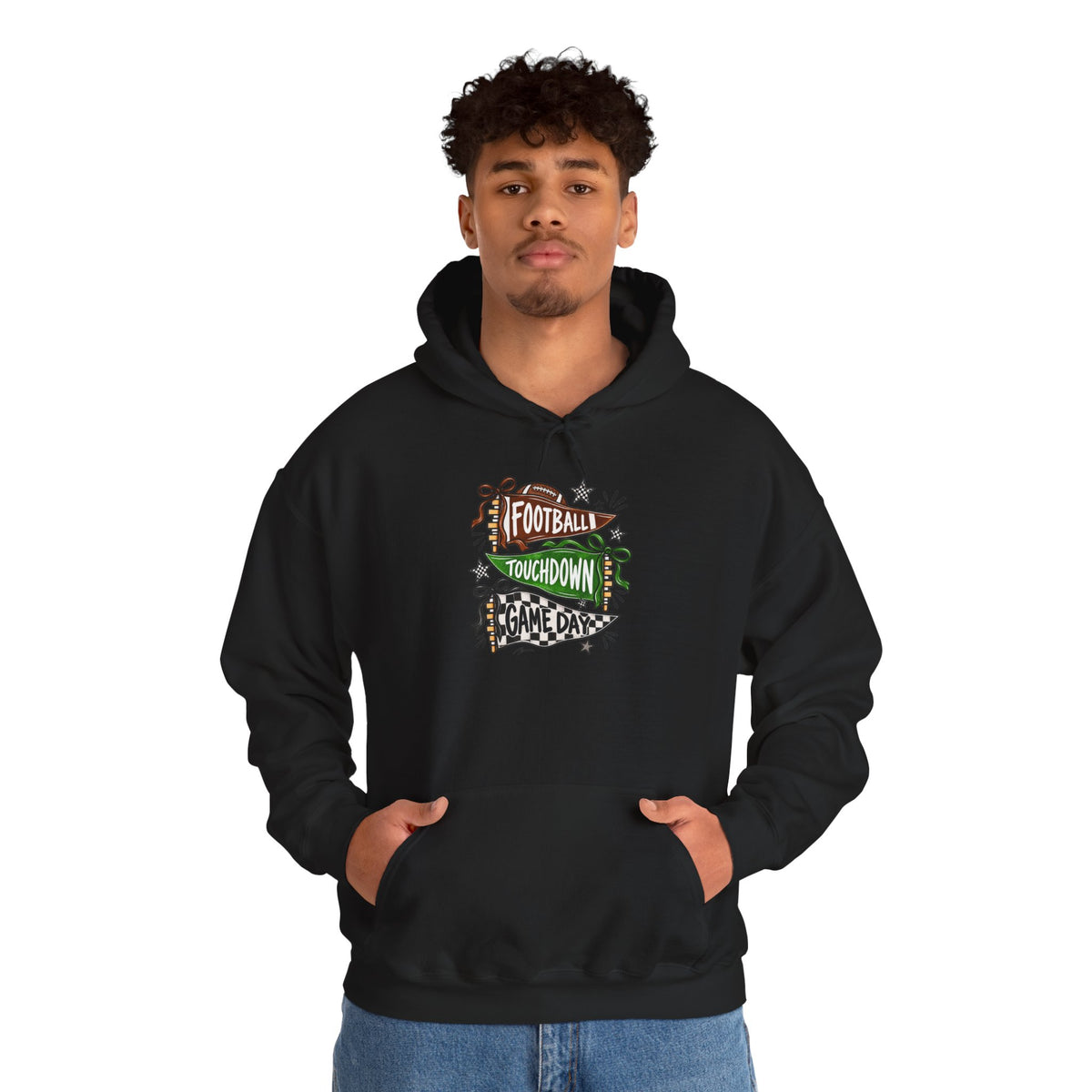 Football Touchdown Game Day Hoodie - Retro Grunge Sports Sweatshirt