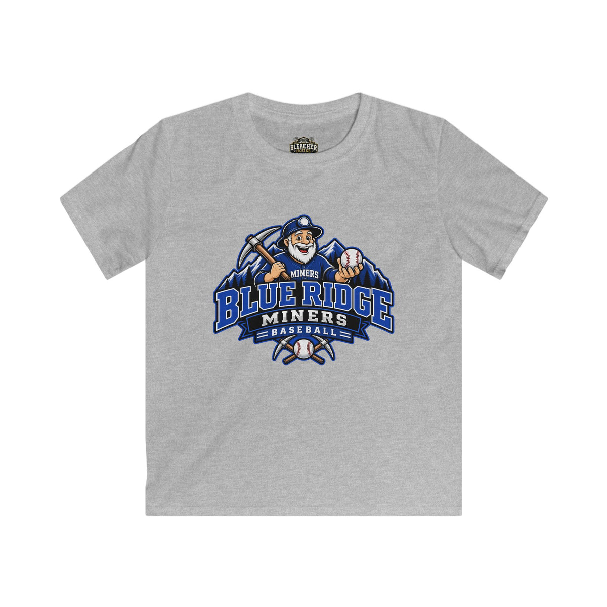 YOUTH Blue Ridge Miners Mascot and Logo T‑Shirt — Unisex Softstyle Tee