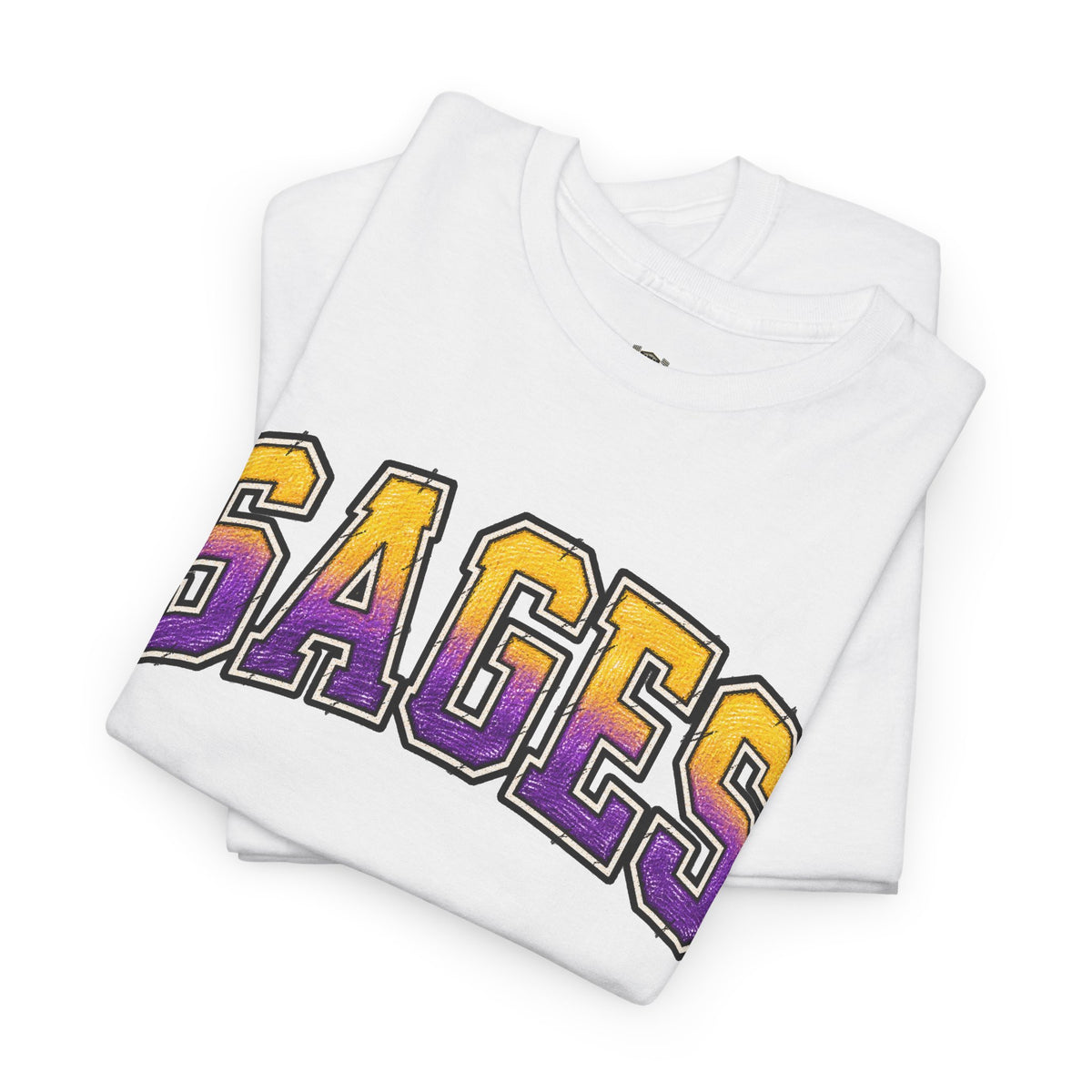 Sages Graphic T-Shirt — Collegiate Purple & Gold Lettering Tee