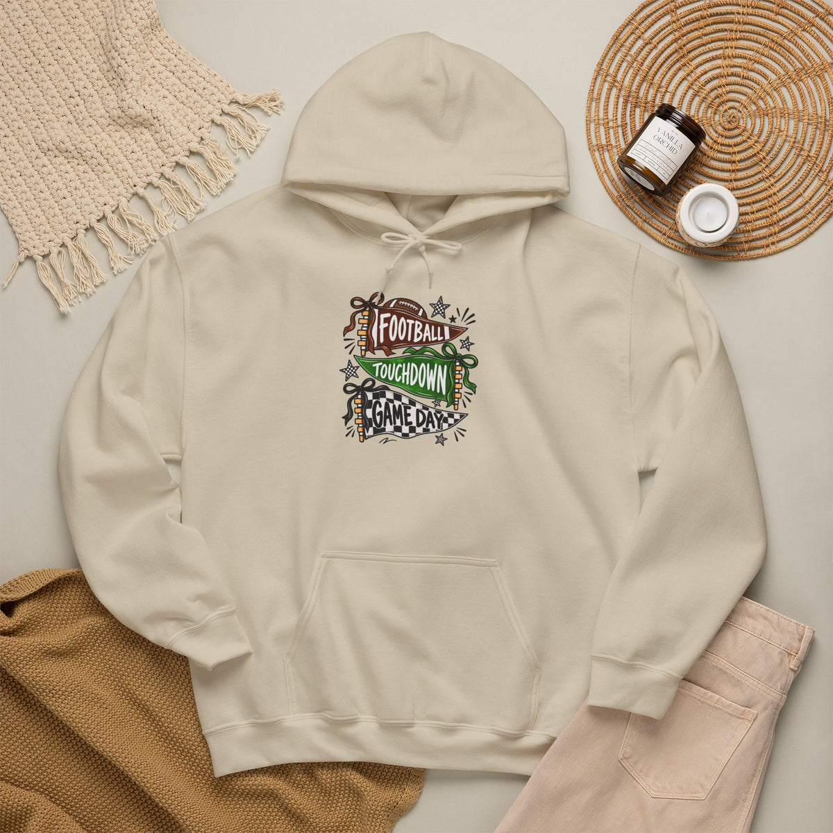Football Touchdown Game Day Hoodie - Retro Grunge Sports Sweatshirt