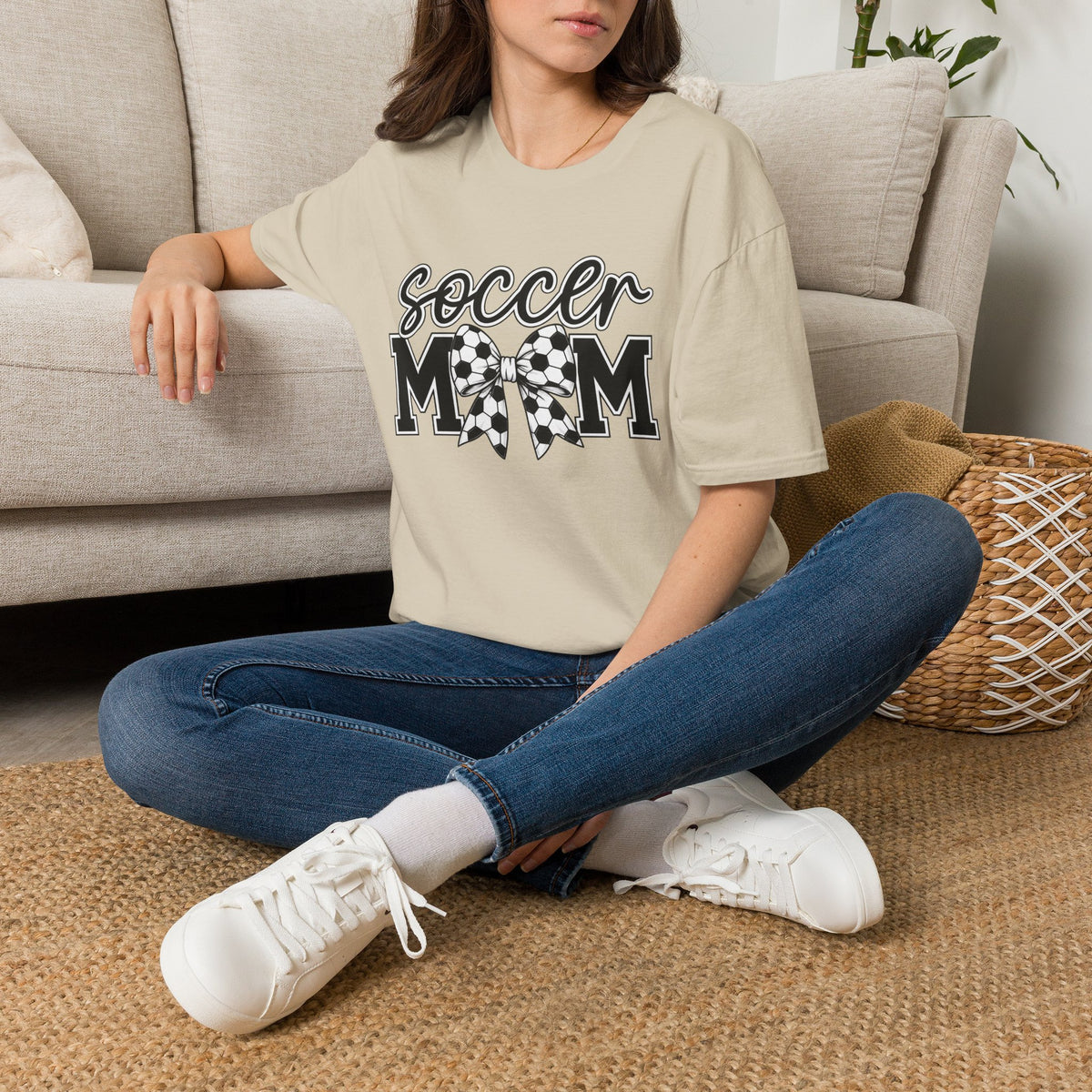 Soccer Mom T-Shirt — Leopard Bow Soccer Ball Design