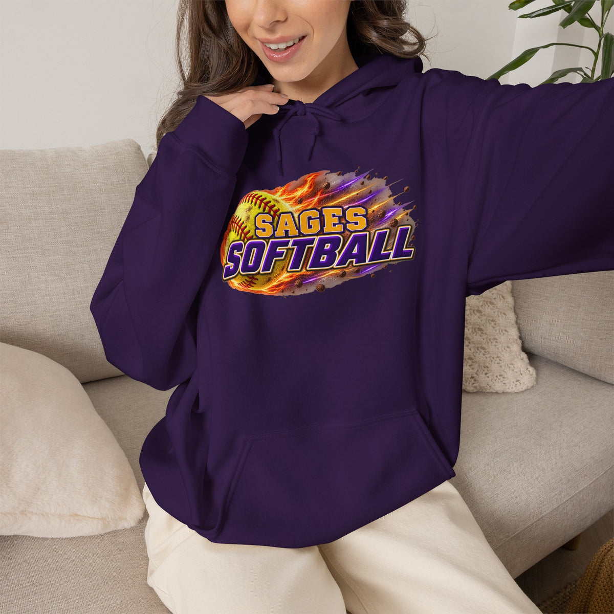 Sages Flaming Softball Hoodie