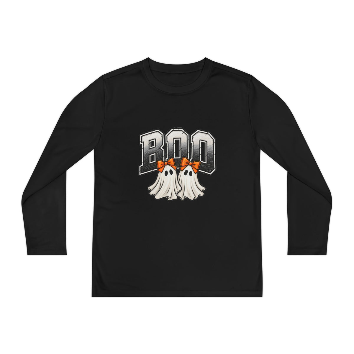 Youth Long Sleeve Tee — "Boo" Ghosts Halloween Shirt for Kids