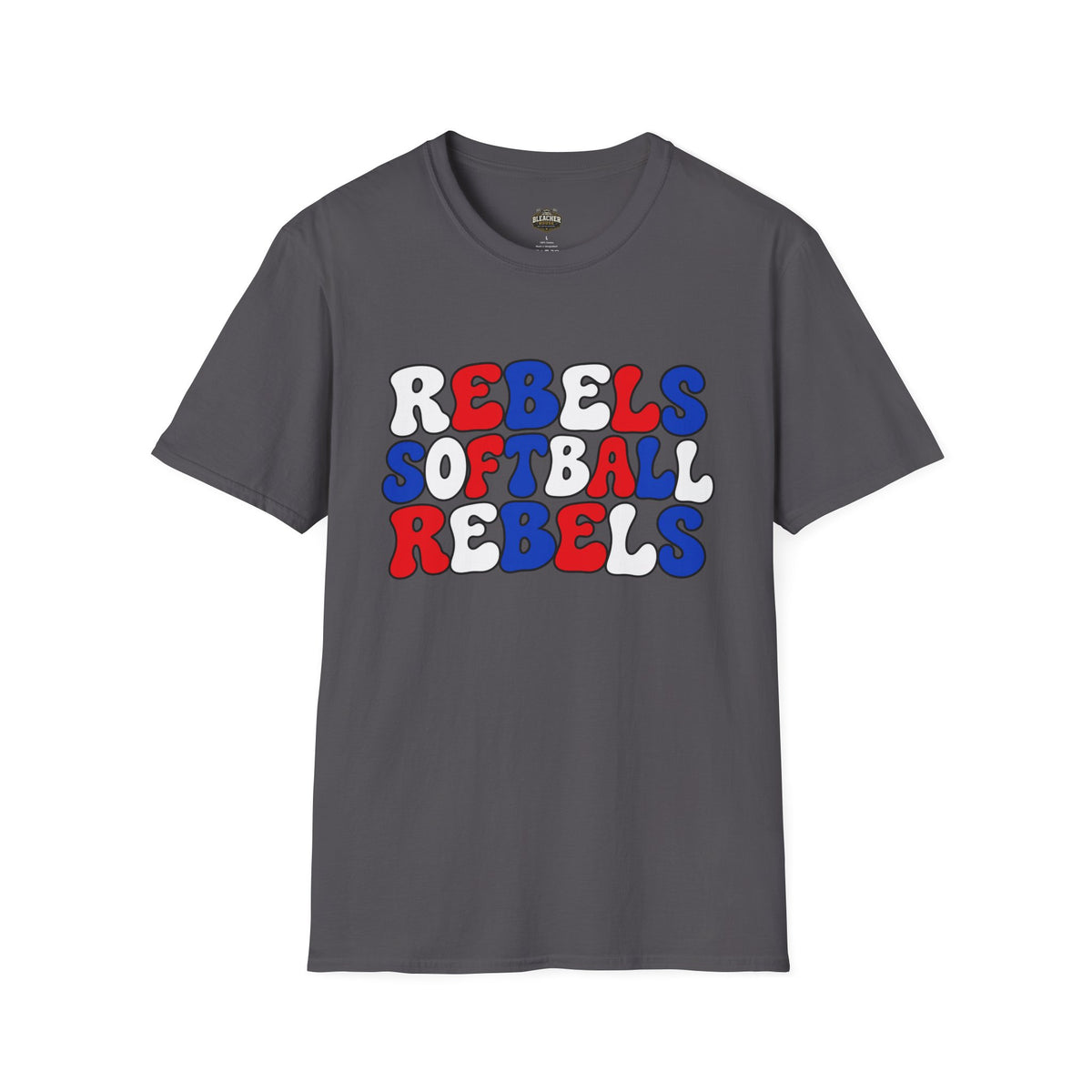Rebels Softball Graphic T-Shirt — Retro Red & Blue Team Tee