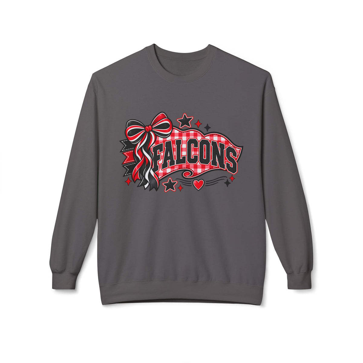 Falcons Sweatshirt — Red & Black Bow School Spirit Crewneck