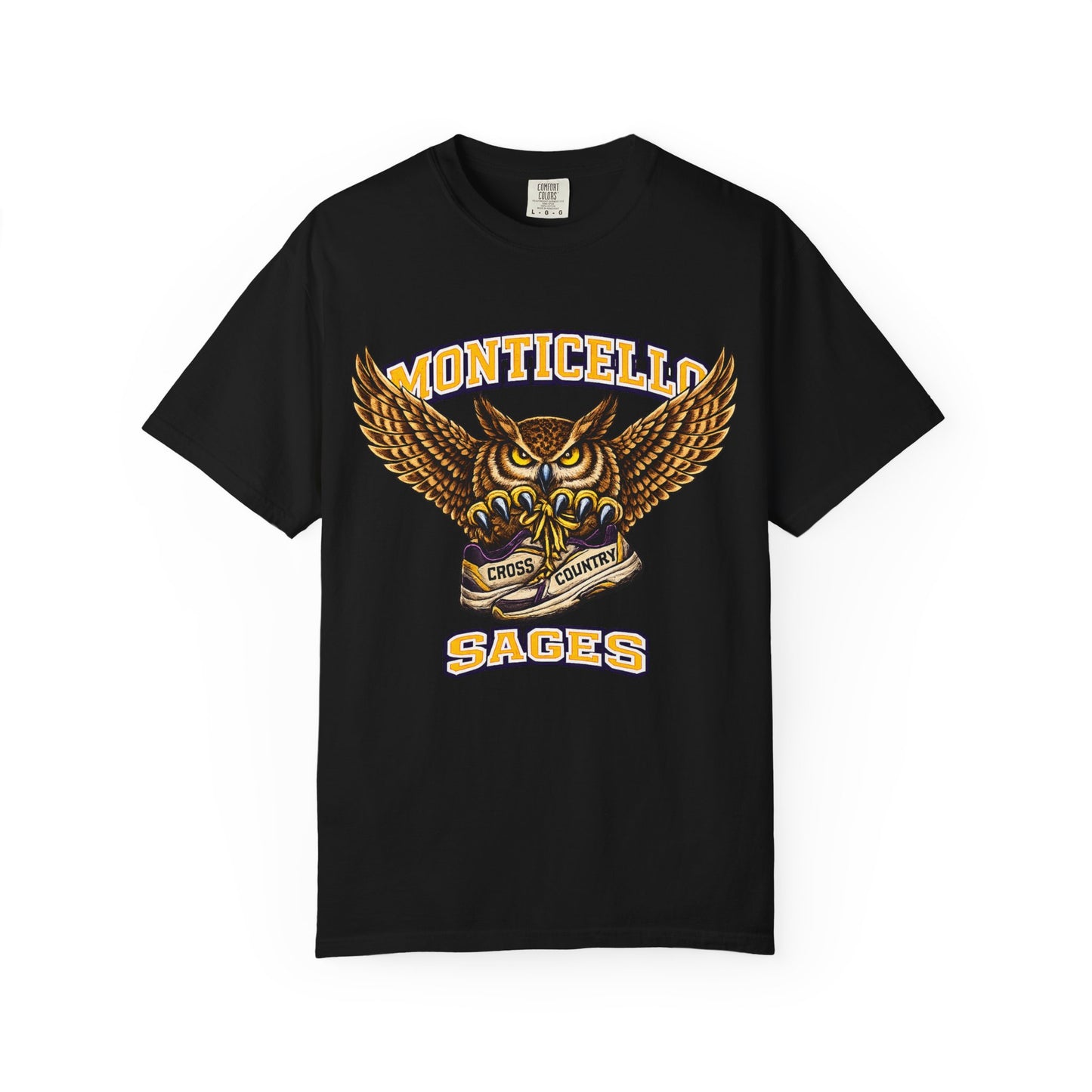 Monticello Sages Cross Country T-Shirt - Vintage Owl & Wings Team Tee