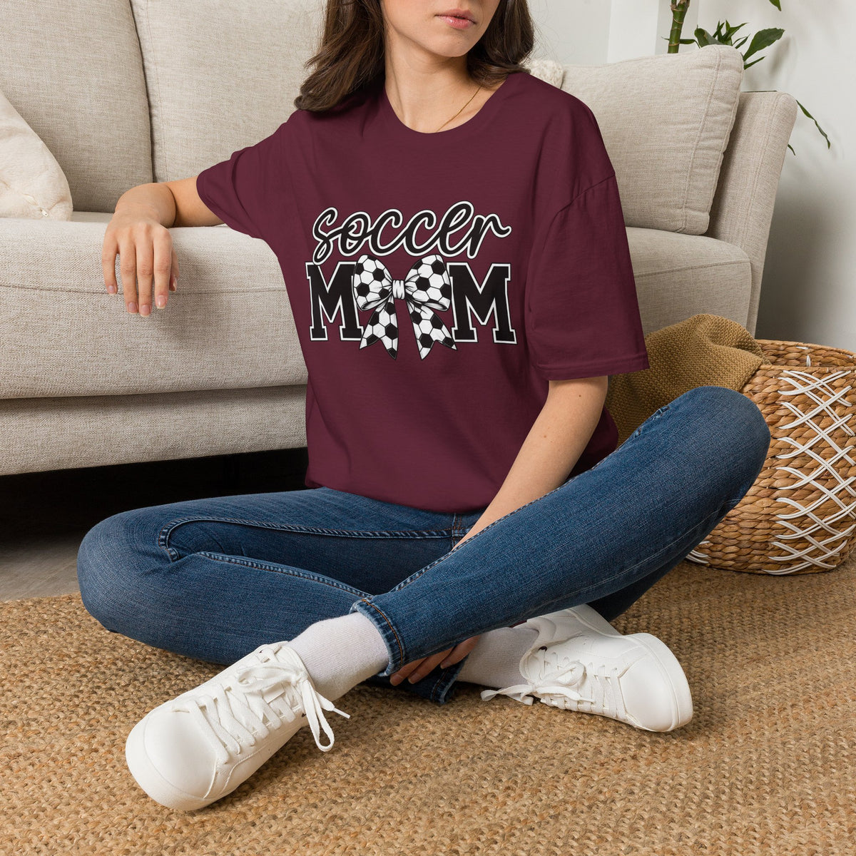 Soccer Mom T-Shirt — Leopard Bow Soccer Ball Design