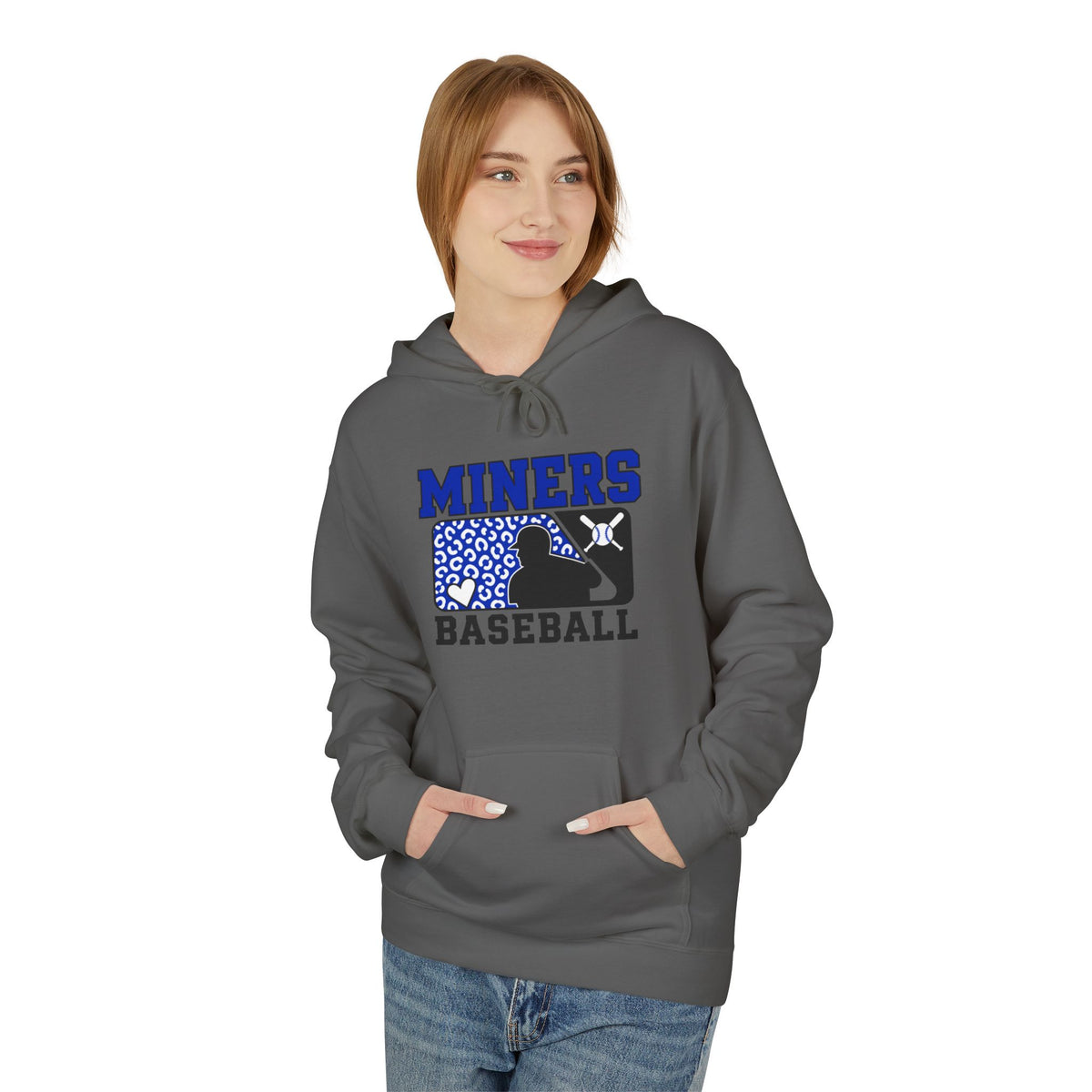 Miners Baseball Hoodie — Leopard Print Team Logo Pullover