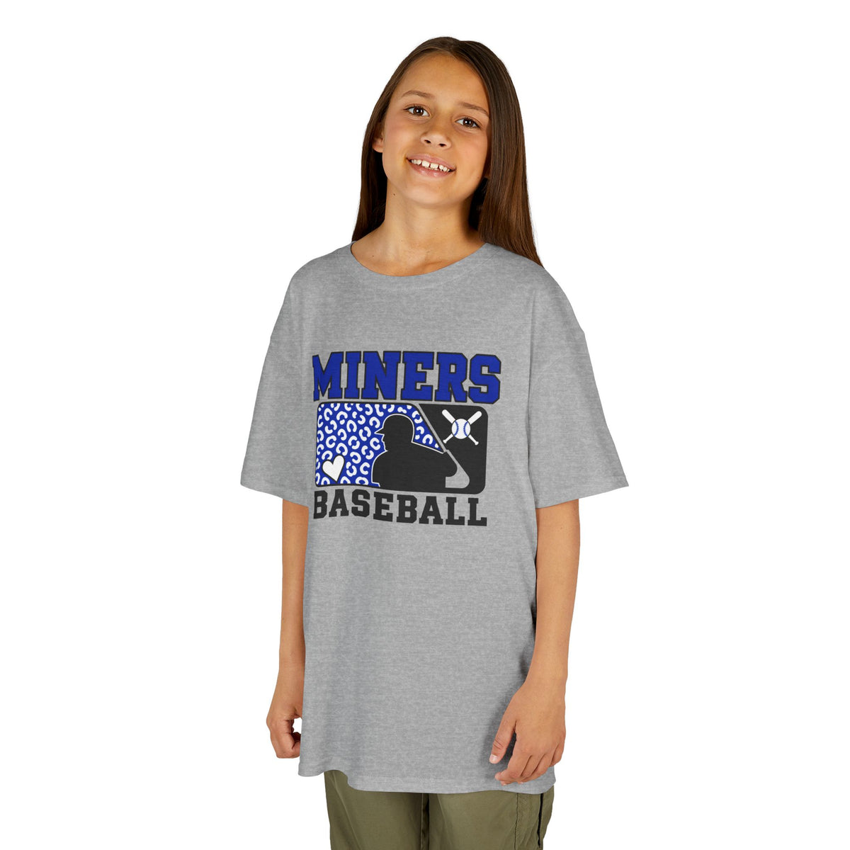 YOUTH Miners Baseball T‑Shirt — Youth Team Tee with Batting Silhouette