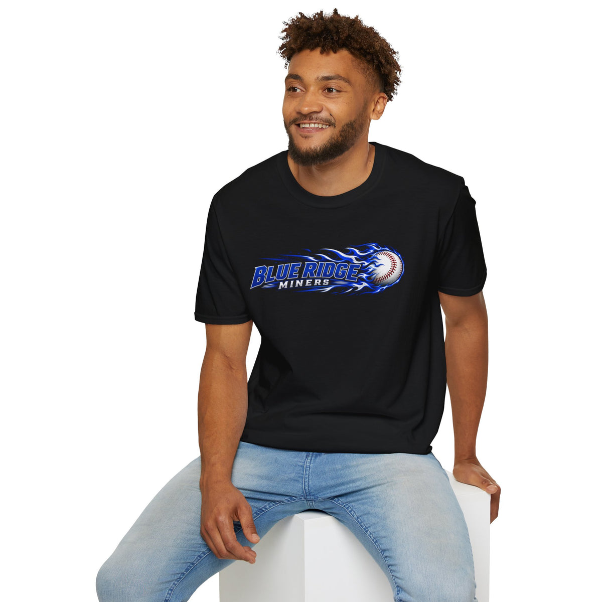 Blue Ridge Miners Flaming Baseball T-Shirt – Flaming Ball Softstyle Tee
