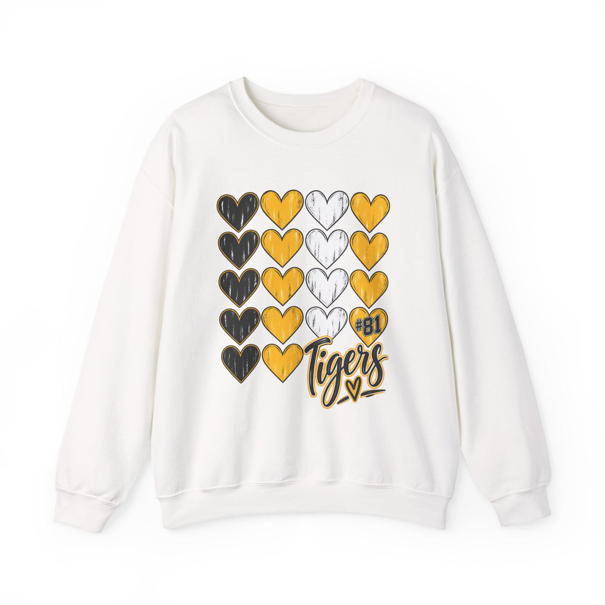 Tigers Heart Crewneck Sweatshirt — Black & Gold School Spirit