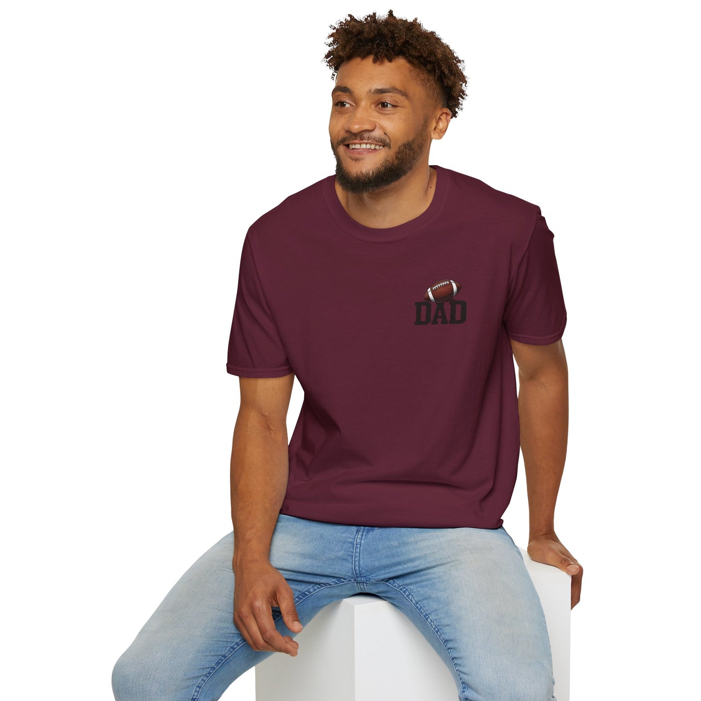 Football Dad T‑Shirt — 'DAD' with Football Chest Print