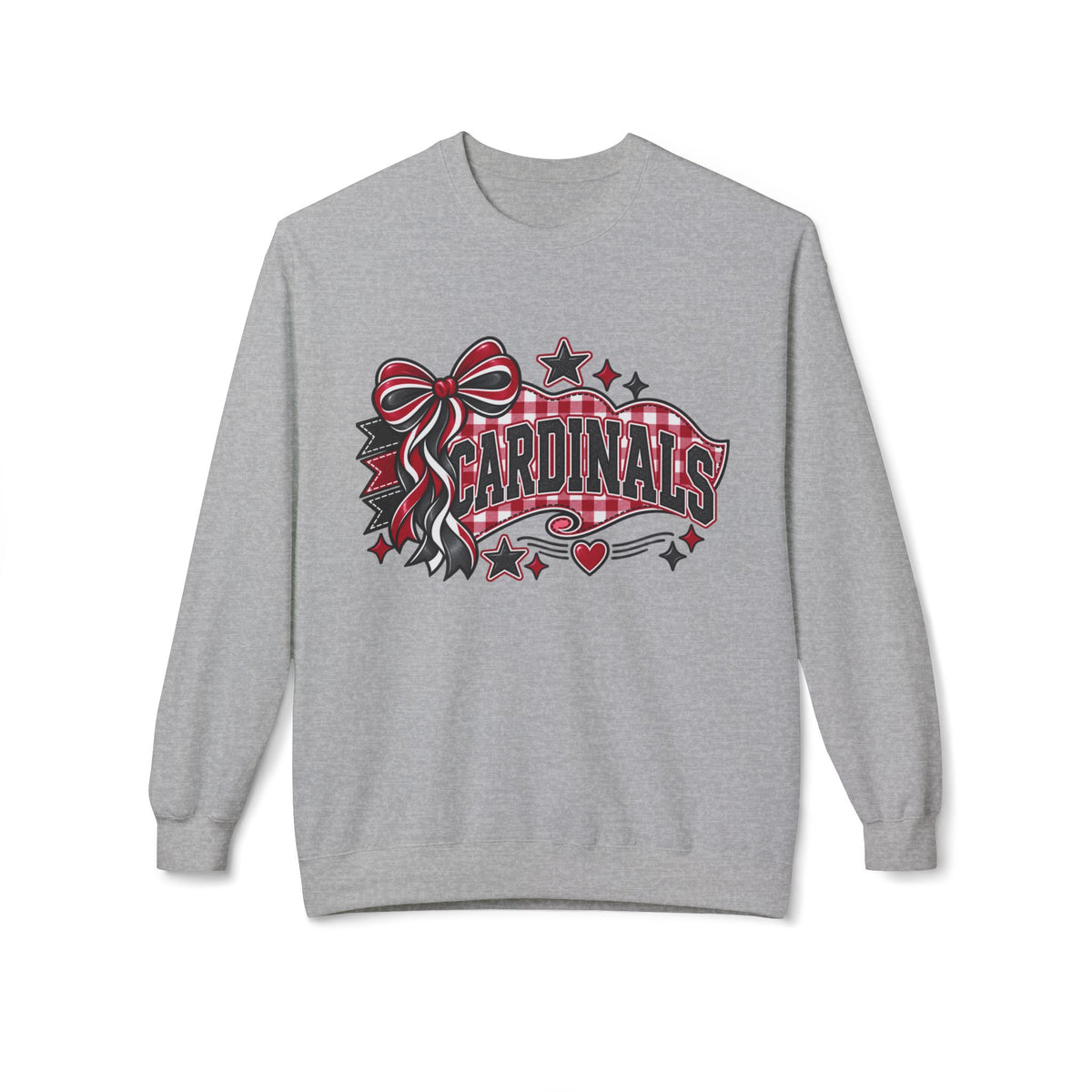 Cardinals Ribbon Crewneck Sweatshirt — Decorative Red & Black Team Graphic