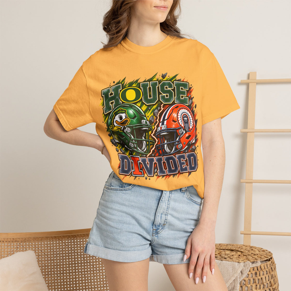 House Divided Football T-Shirt - Oregon vs. Illinois