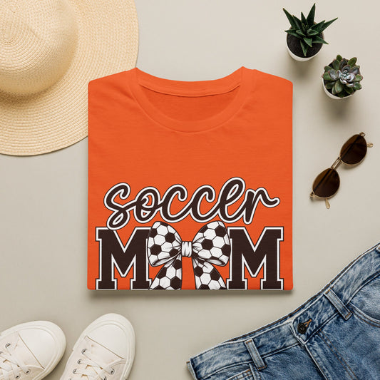 Soccer Mom T-Shirt — Leopard Bow Soccer Ball Design