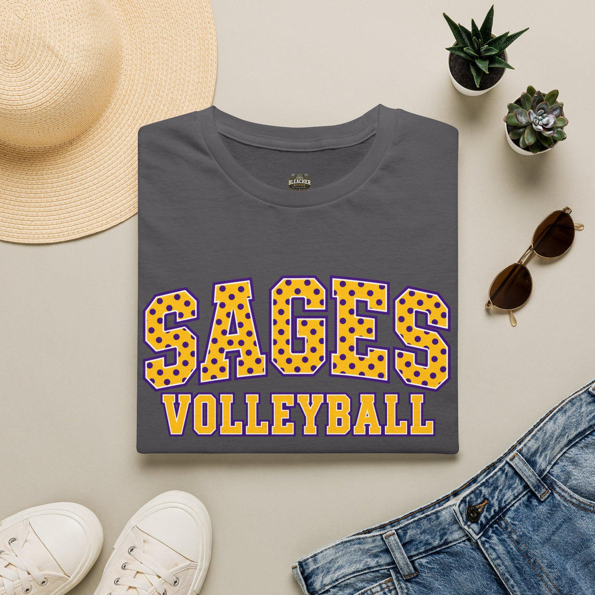 Sages Volleyball Team T‑Shirt — Retro Polka Dot Varsity Tee