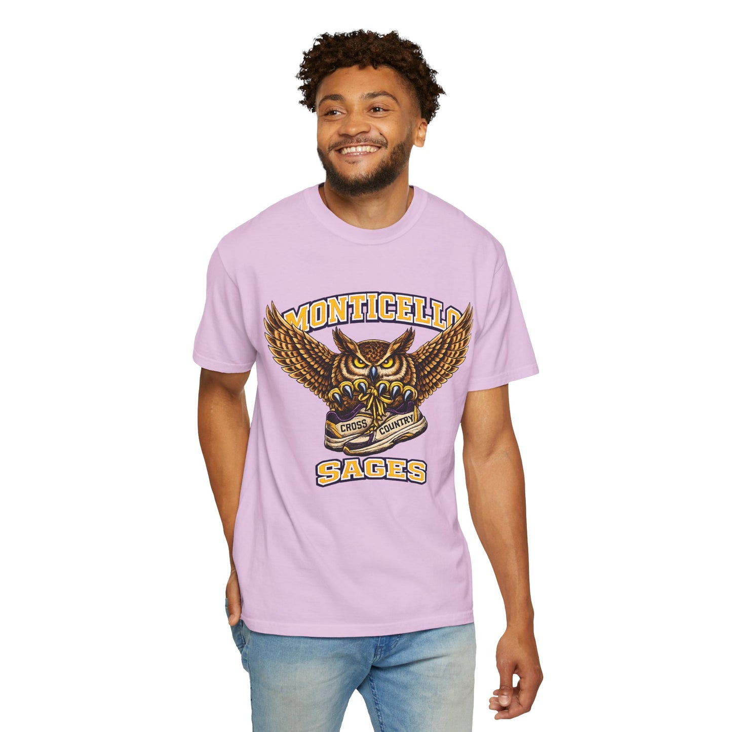 Monticello Sages Cross Country T-Shirt - Vintage Owl & Wings Team Tee
