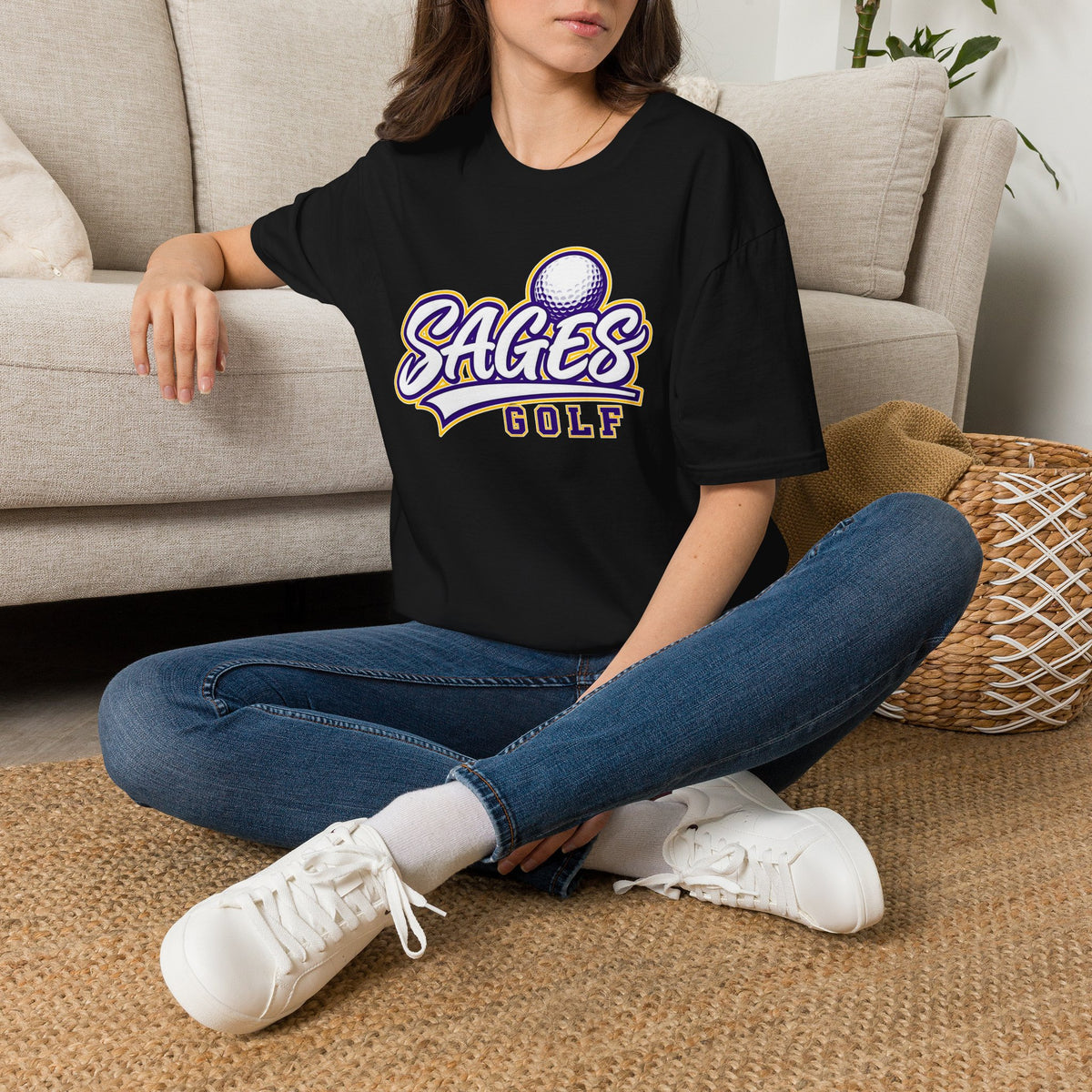 Sages Golf Team T‑Shirt — Vintage Script Golf Ball Logo