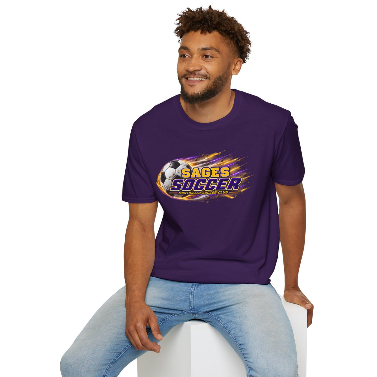 Monticello Soccer Club T Shirt - Flaming Soccer Ball