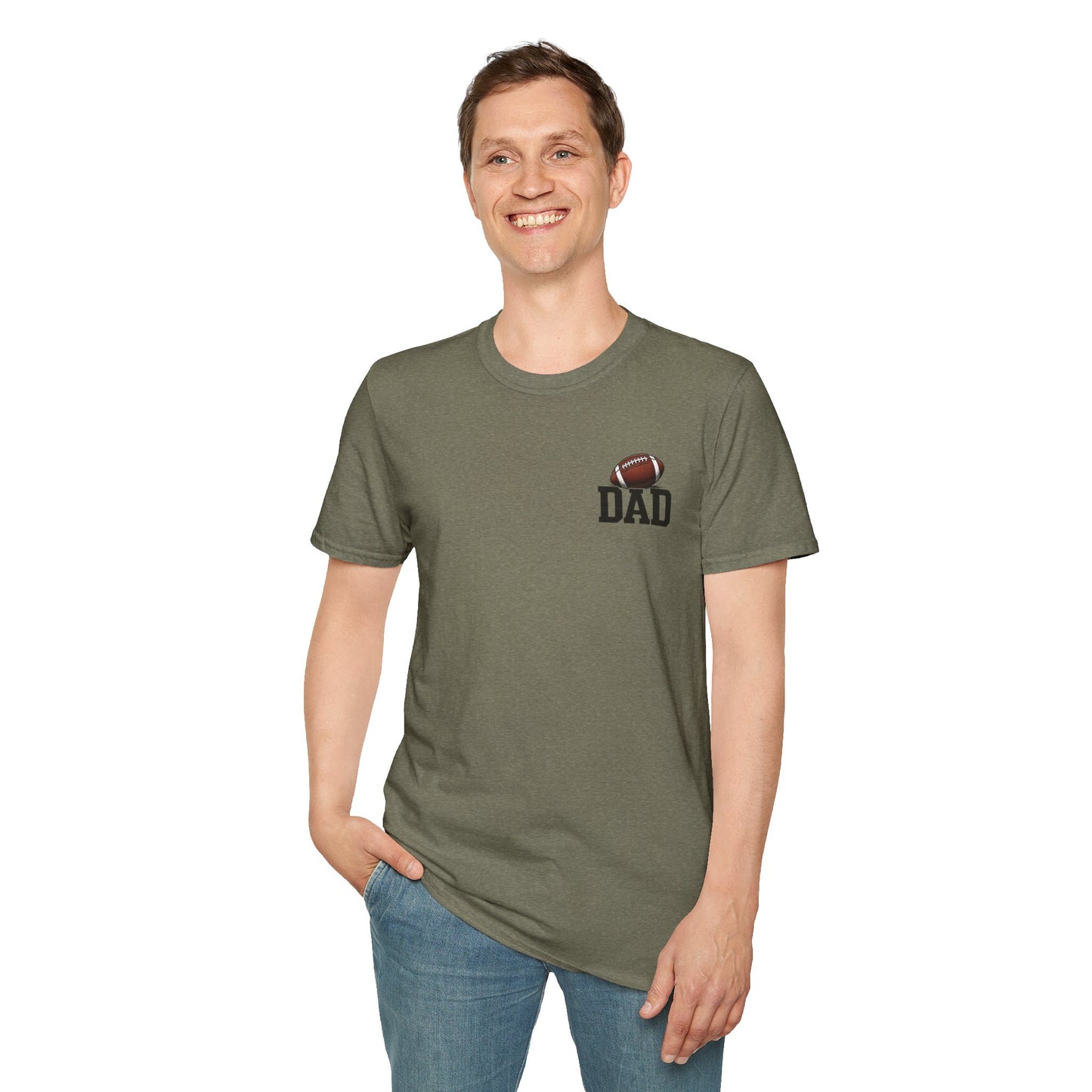 Football Dad T‑Shirt — 'DAD' with Football Chest Print