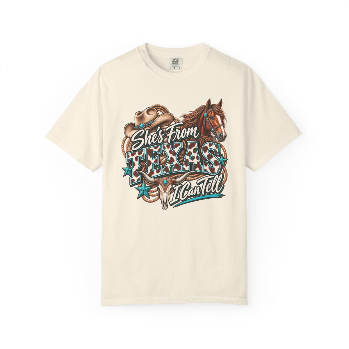 She's From Texas Graphic T-Shirt — Western Horse & Leopard Print Tee